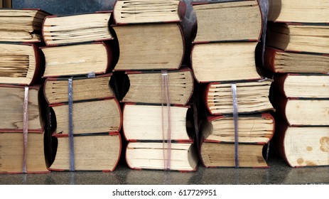 Stack of Old Books closeup