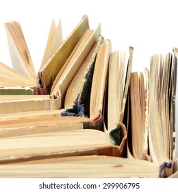 stack of old books isolated