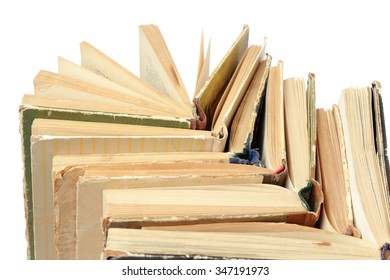 stack of old books isolated