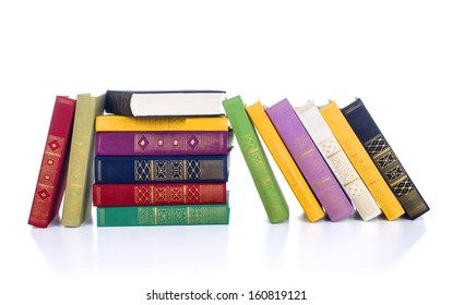 Stack Of Old Books Isolated On White