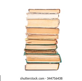 stack of Old books isolated on white