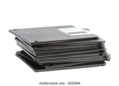 A stack of old dusty 3 1/2