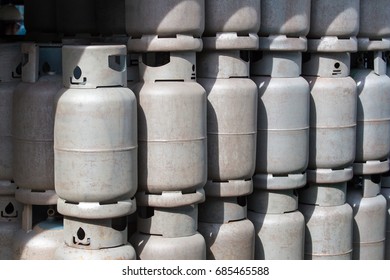 Stack Of Old Gas Containers, Gas Tank Cylinder Balloon Recycle.