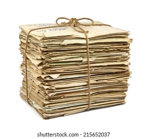 Stack Of Old Letters On White Background