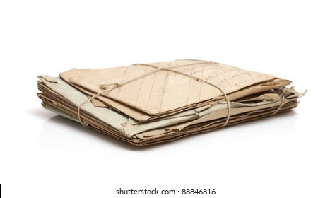 Stack Of Old Paper (letters, Postcards, Envelopes), Selective Focus