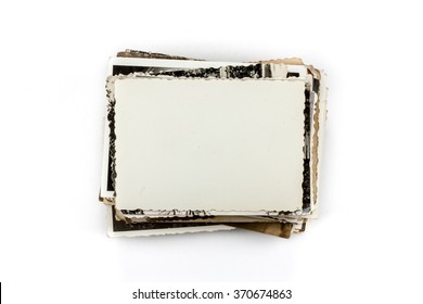 Stack of old photos with clipping path for the inside