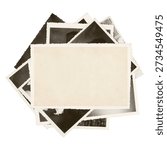 Stack of Old Photos Isolated on White Background