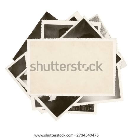 Stack of Old Photos Isolated on White Background