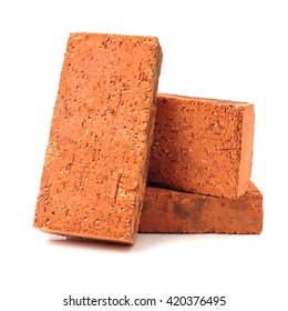 Stack Of Old Red Bricks Isolated On White Background