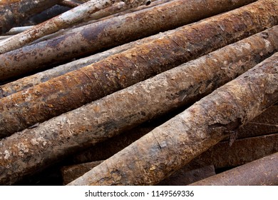 Stack Of Old, Toxic Lead Pipes In A Renovation Area