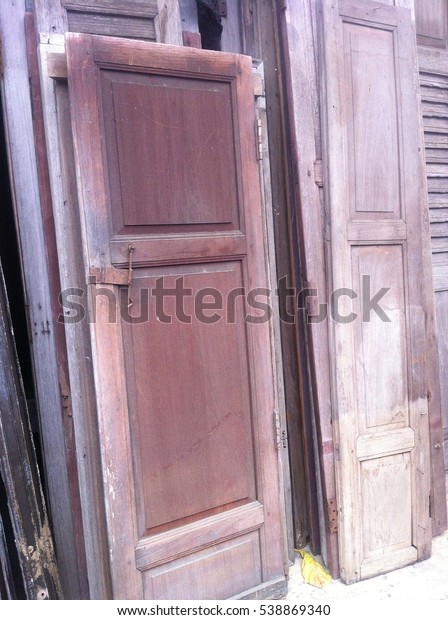 Stack Old Wooden Doors Windows Stock Photo Edit Now 538869340