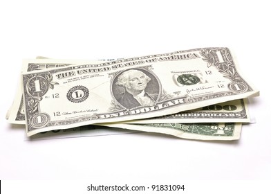 stack of one hundred dollar bills U.S. on white background