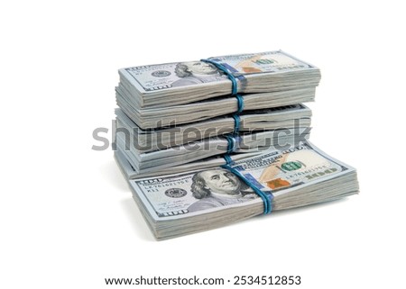 Stack of one hundred dollar bills close-up.