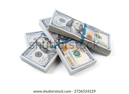 Stack of one hundred dollar bills close-up.