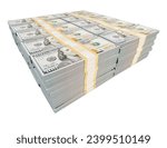Stack of One Million Dollars in One Hundred Dollar Bills Isolated on a White Background.