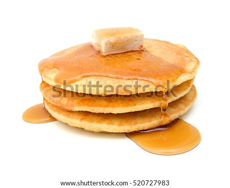 Stack of pancakes isolated on white background