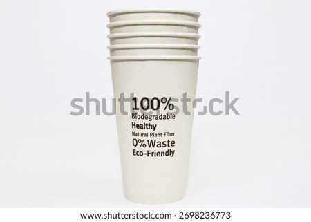 Stack of Paper Cups 100% Biodegradable Natural Plant Fiber, 0% Waste Eco Friendly