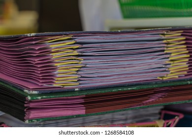 Stack of paper files