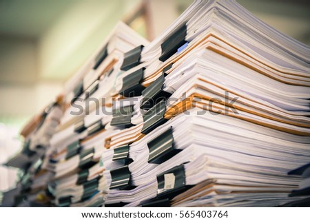 Stack of paper files