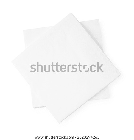 Stack of paper handkerchiefs isolated on white, top view