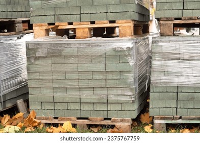 a stack of paving slabs in the package