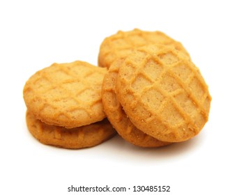 Stack Of Peanut Butter Cookies On White