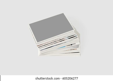 Stack Of Photo Cards. Isolated On A Light Gray Background.