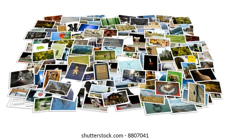 Stack of photos isolated from the background - perspective view