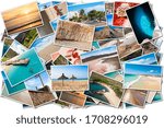 Stack pile of Cape Verde landscape photo collage montage , Santiago, Sal, Boavista, Sao vicente