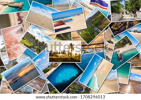 Stack pile of Cape Verde landscape photo collage montage , Santiago, Sal, Boavista, Sao vicente