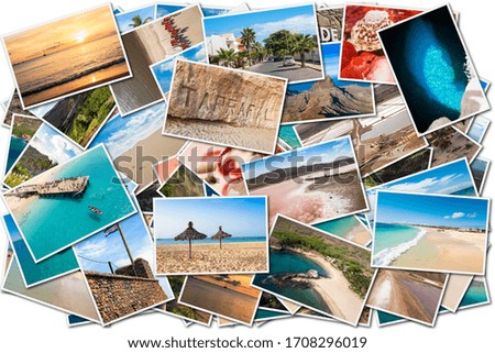 Stack pile of Cape Verde landscape photo collage montage , Santiago, Sal, Boavista, Sao vicente