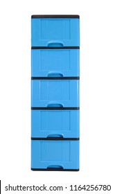 Stack of plastic storage drawer for home or office use isolated on white background