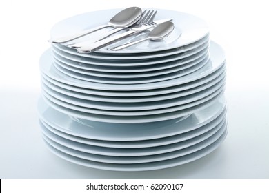stack of plate on white background