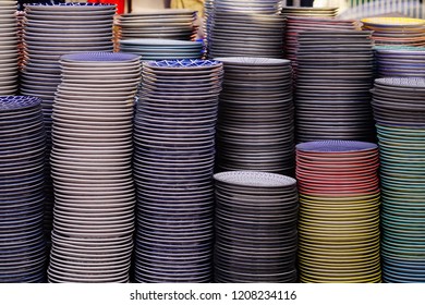 Stack of plates in different colours