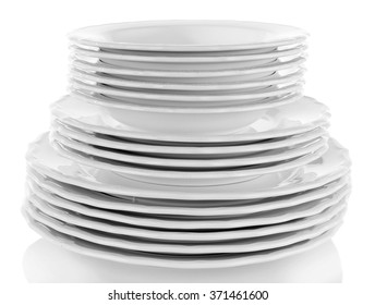 Stack Of Plates, Isolated On White