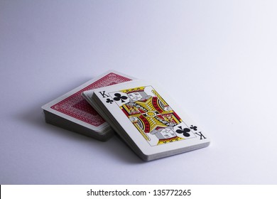 Stack Of Playing Cards With King Facing Up