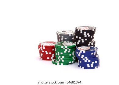 Stack Of Poker Chips Isolated On White Background