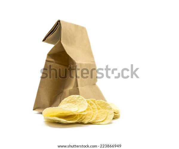Stack Potato Chips Paper Bag Isolated Stock Photo 223866949 Shutterstock