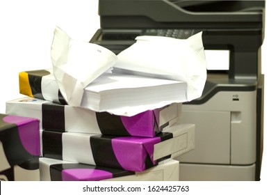 Stack Printer Paper Printer On Isolated Stock Photo 1624425763 ...