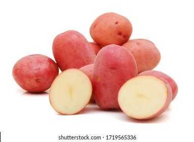 Stack Red Potatoes On White Background 