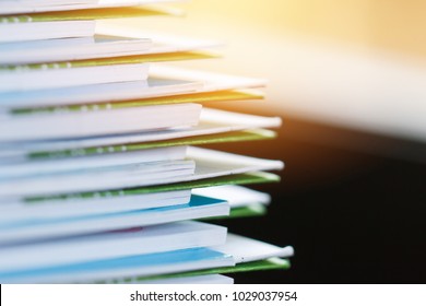 Stack of report paper documents for business desk, Business papers for Annual Report files, Document is written,presented. Business offices concept, soft focus