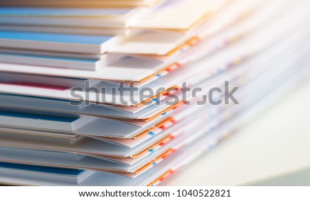 Stack of report paper documents for business desk, Business papers for Annual Reports files, Document is written,presented. Business offices concept, soft focus