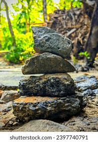 A stack of rocks on a pile