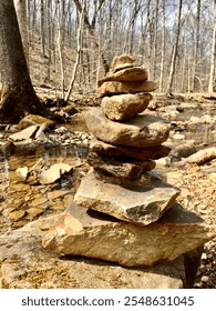Stack of rocks on the water 