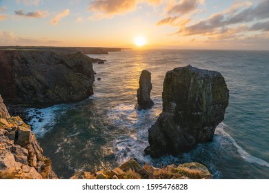 Stack Rocks, Sea Cliffs On Pembrokeshire Coast.