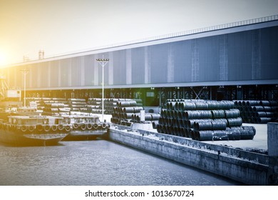 Stack of round steel bar