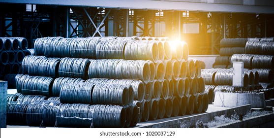 Stack of round steel bar