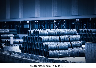Stack of round steel bar