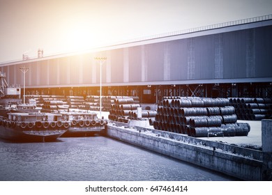 Stack of round steel bar