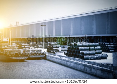 Stack of round steel bar